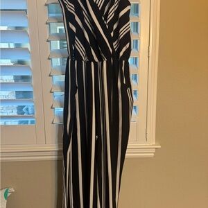 Black and White Striped Women's jumpsuit